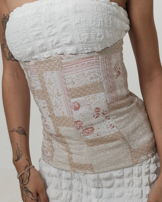 Patchwork Corset Belt | Boned Waist Cincher | Vintage Upholstery Fabric Corset __etsy:8101251568