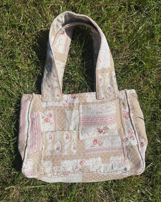 Patchwork Tapestry Floral Tote Bag | Vintage Cottagecore Shoulder Bag