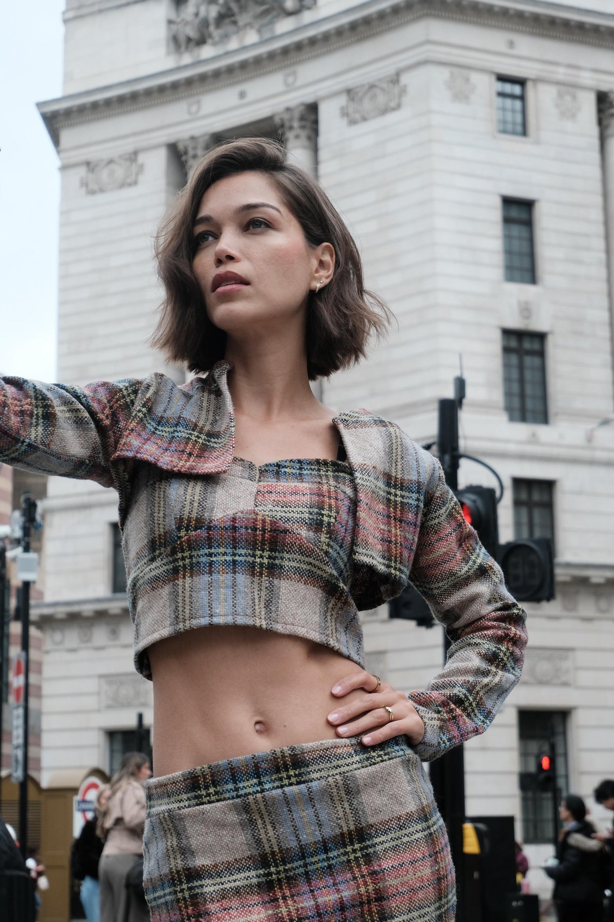 Handmade Tartan Co-ord Set | Cropped Jacket, Strap Top, Mini Skirt (Custom Fit)